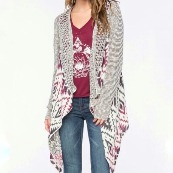 Vanilla Star Sweaters - VANILLA STAR Aztec Southwestern Waterfall Cardigan